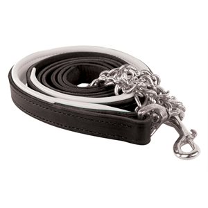 BLACK / WHITE PADDED LEAD W / STAINLESS STEEL CHAIN