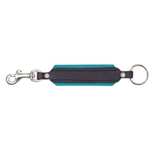 BLACK / TURQUOISE PADDED LEATHER KEY CHAIN 