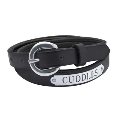 SMALL BLACK / BLACK PADDED LEATHER BELT W / PLATE