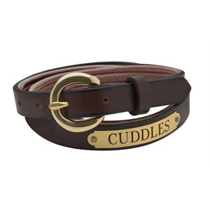 SMALL HAVANA / BROWN PADDED LEATHER BELT W / PLATE