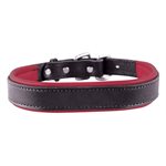 BLACK / RED SMALL PADDED LEATHER DOG COLLAR