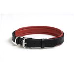 BLACK / RED EXTRA LARGE PADDED LEATHER DOG COLLAR