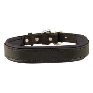 BLACK / BLACK EXTRA SMALL PADDED LEATHER DOG COLLAR