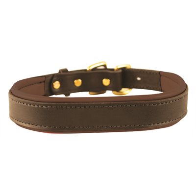 HAVANA / BROWN EXTRA SMALL PADDED LEATHER DOG COLLAR