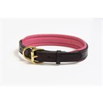 HAVANA / PINK EXTRA SMALL PADDED LEATHER DOG COLLAR