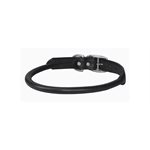 EXTRA LARGE BLACK ROLLED LEATHER DOG COLLAR