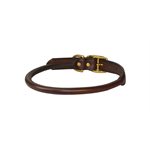 EXTRA SMALL HAVANA ROLLED LEATHER DOG COLLAR