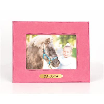 PINK 4x6 LEATHER FRAME W / PLATE